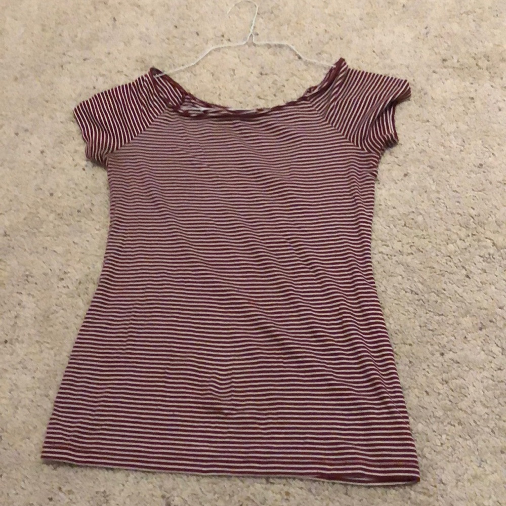 old navy off the shoulder striped shirt